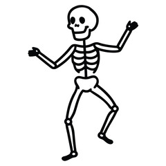 skeleton dancing line art vector icon
