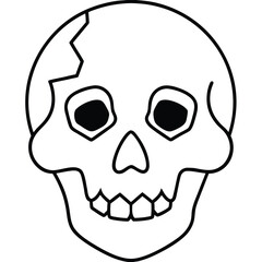 skeleton skull broken line art vector icon
