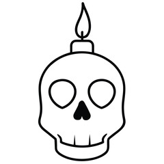 skull mask candle line art vector icon