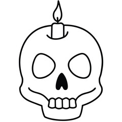 skull scary candle line art vector icon