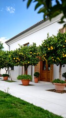 Obraz premium White house with lemon trees