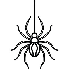 spider hanging down line art vector icon