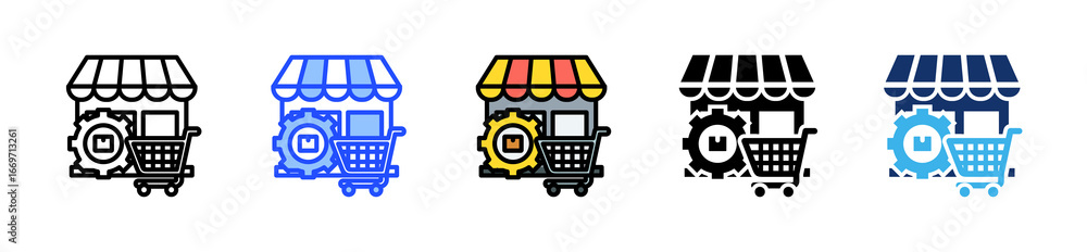 Poster e-commerce icon collection with multiple styles