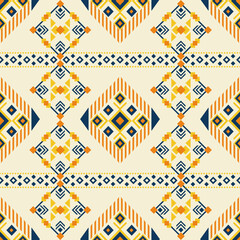 Seamless Tribal Navajo Geometric Yellow Blue Diamond Pattern for Textile, Wallpaper Design, Fabric, carpet, vector, home decor and decoration illustration design