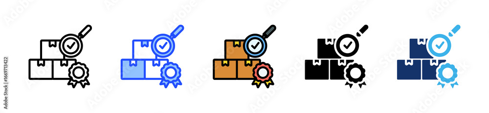 Aufkleber quality control icon collection with multiple styles