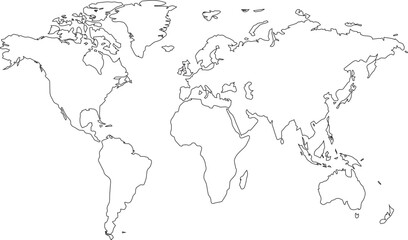 World Map Vector Line Art
