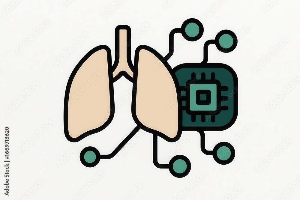 Aufkleber conceptual illustration displaying the interconnectedness of human respiratory anatomy and advanced 