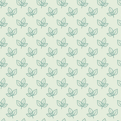 Seamless pastel green leaf pattern.  Elegant minimalist design ideal for backgrounds, textiles, packaging, or website decoration. Evokes nature, freshness, and growth.
