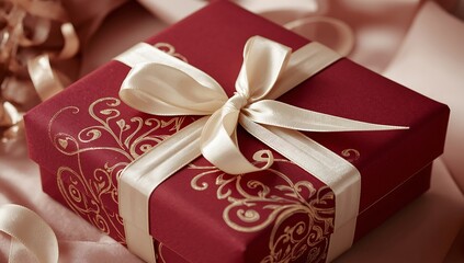 A man holding a gift box. Birthday, corporate event, Small gift in the hands of a woman indoor.
