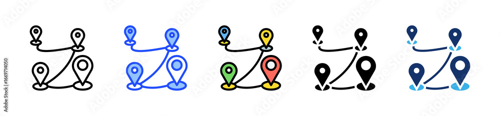 Poster multi-location icon collection with multiple styles