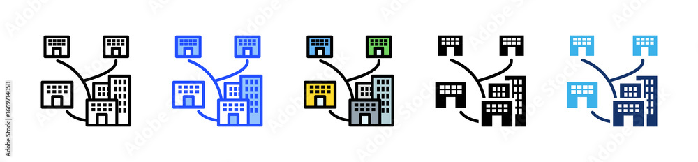 Poster business branch icon collection with multiple styles