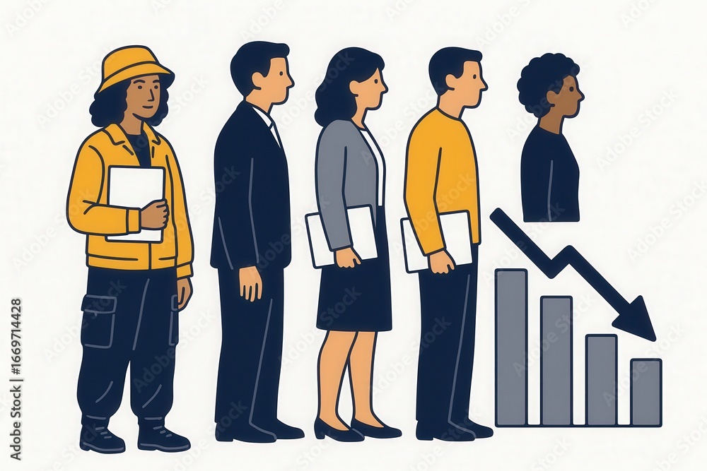 Poster diverse group of professionals representing various aesthetics and career paths standing together wh