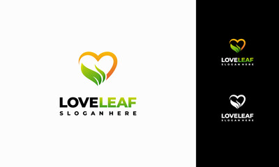 Love Leaf logo designs concept vector, Nature logo template icon