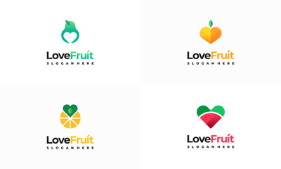 Love Fruit logo designs concept vector, Healthy Nutrition logo symbol