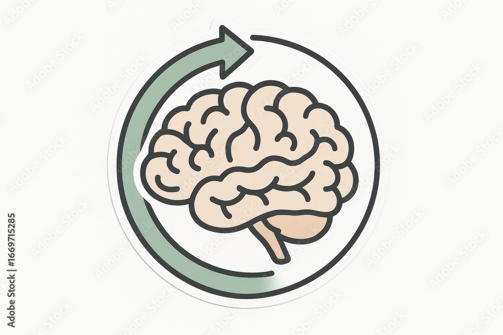 Poster exploring cognitive flexibility through a stylized representation of a brain illustration featuring 