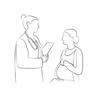 pregnant woman doctor consultation line art clip art preview