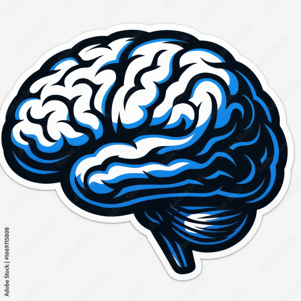 Aufkleber artistic representation of a brain sharing abstract thoughts portraying the complexity and creativit