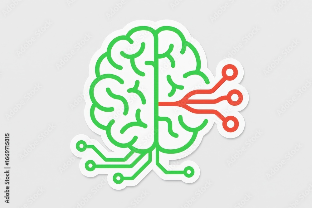 Aufkleber innovative brain circuitry design illustrating the intersection of neuroscience and technology with 