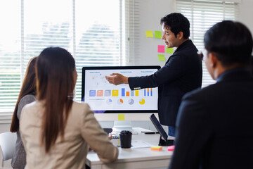 Accounting company provide finance and taxation planning for profitable cash flow, Auditor and accountant team working in office, analyze financial data and accounting record with calculator.Insight
