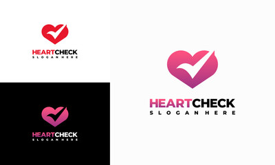 Heart Check logo designs concept vector, Heart care logo template