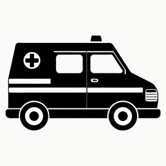 Ambulance vector clean black silhouette design white background