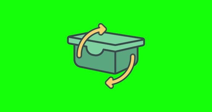 Reusable takeout food container animation with circular arrow eco friendly packaging deposit return scheme sustainable restaurant food delivery and waste reduction