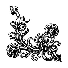 A vintage style illustration showing curved vines