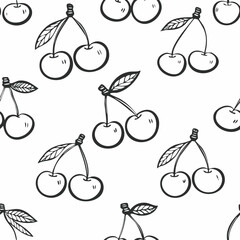 Hand Drawn Cherry Bow Seamless Pattern – Vintage Sketch Style