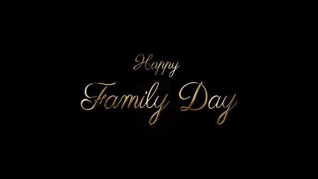 Golden happy family day text on transparent background