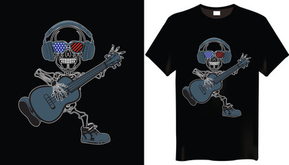Skeleton Music Halloween T Shirt Design