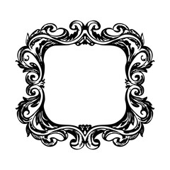 A vintage style illustration showing baroque swirl