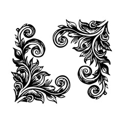 A vintage style illustration showing decorative corners