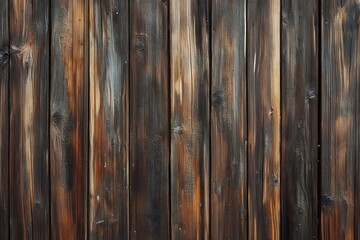 Naklejka premium Dark, weathered wooden planks in a rustic setting.