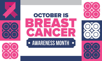 Breast Cancer Awareness Month. Pink october. Pink ribbon. Woman healthcare. Celebrate annual. Medic concept. Girl solidarity. Cancer prevention. Female disease. Poster, banner and background. Vector