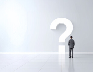 疑問の壁に向き合うサラリーマン