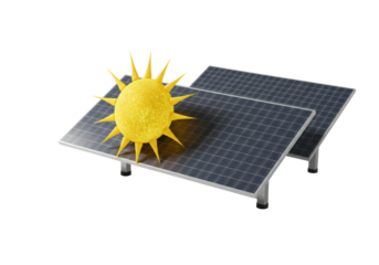 Isolated Solar Panels with Sun, Renewable Energy Source, Environmentally Friendly Power