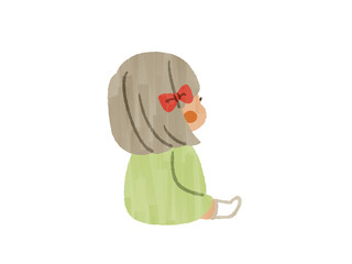 後ろを向いて座っている子ども-ガッシュ