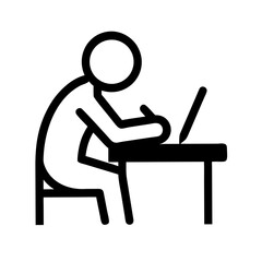 Fototapeta premium Person Writing at Desk Icon Set – Work, Study, Office, Education, Writing, Vector, Editable, Minimal