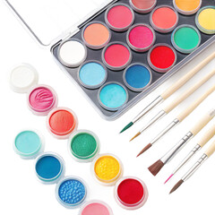 Unleash vibrant creativity with a stunning watercolor paint palette and artist brushes, perfect for inspiring artistic projects and lively expression