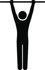 Fototapeta premium Silhouette of a person doing a pull-up exercise for fitness and strength