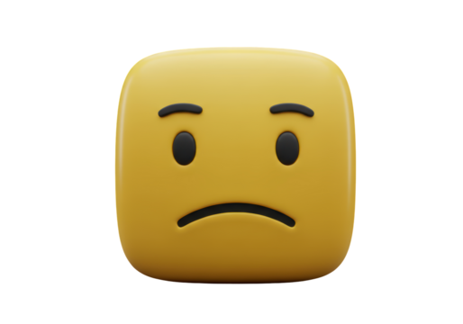 Isolated yellow sad face emoticon on a plain backdrop expressing a low mood situation