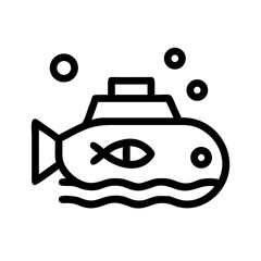 Underwater Vessel Icon – Submarine, Marine Exploration, Naval Ship, Deep Sea Research, and Ocean Transport Symbol