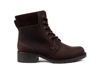 A brown boot with a brown sole and a brown top