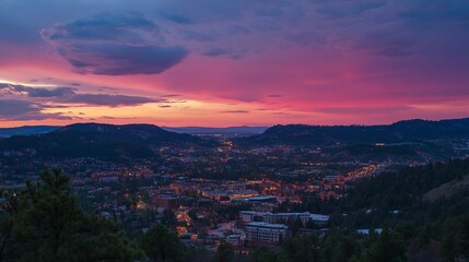 City panorama at vibrant sunset