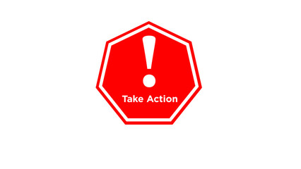 Take actions alert button red warning sign vector