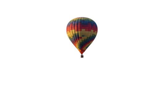 Isolated hot air balloon floating in the sky for recreation and adventure travel fun
