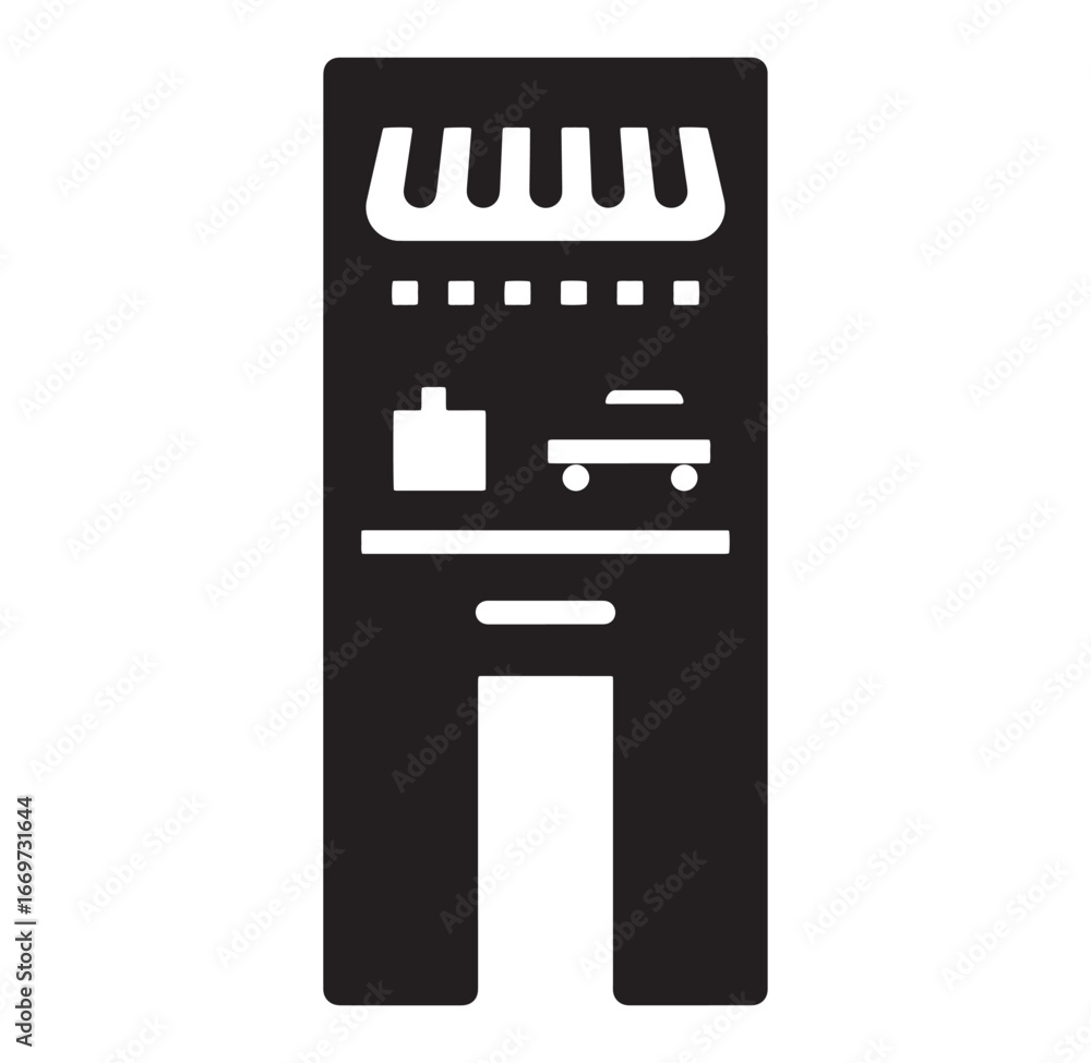 Poster abstract vending machine icon depicting purchase options and simple display elements