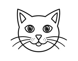 Fototapeta premium Simple black line drawing of a cat face