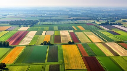 Aerial view of colorful agricultural fields