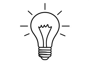 Simple black line drawing of a lightbulb